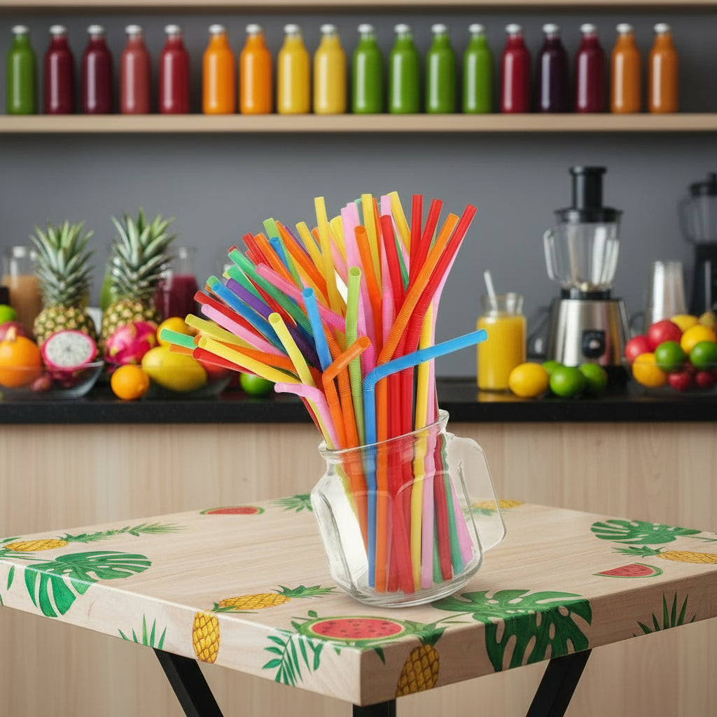 Artistic ColorFull Plastic Juice Straw (50 pcs)