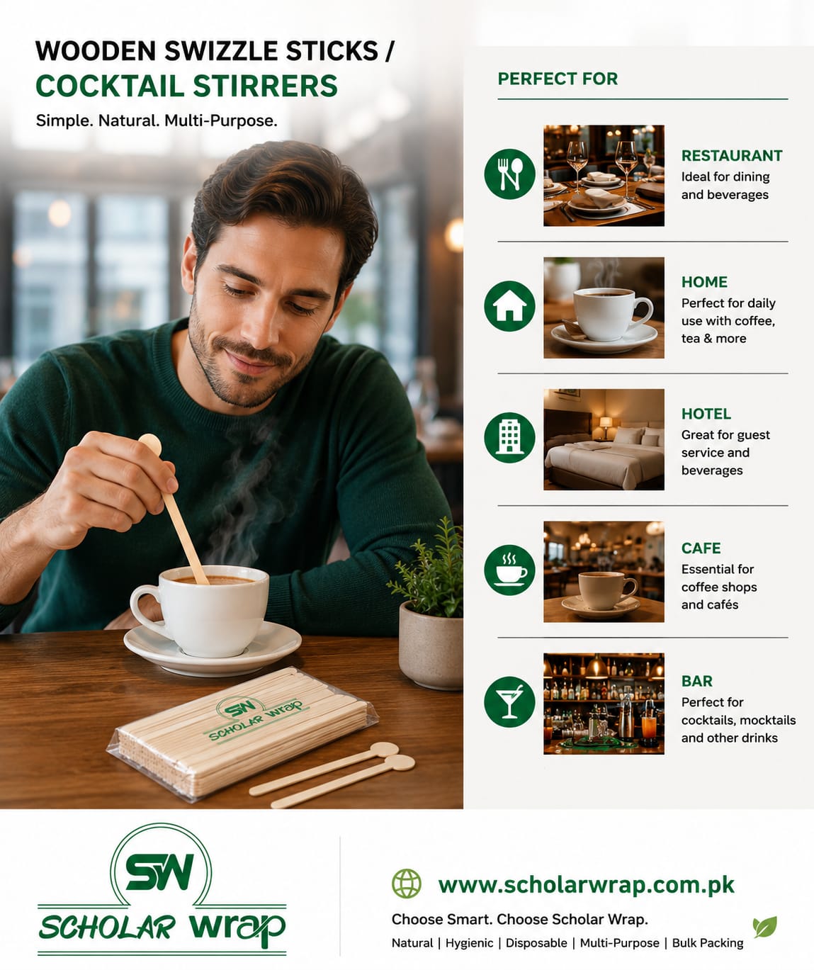Wooden swizzle stick / cocktail stirrers . 100 pcs .