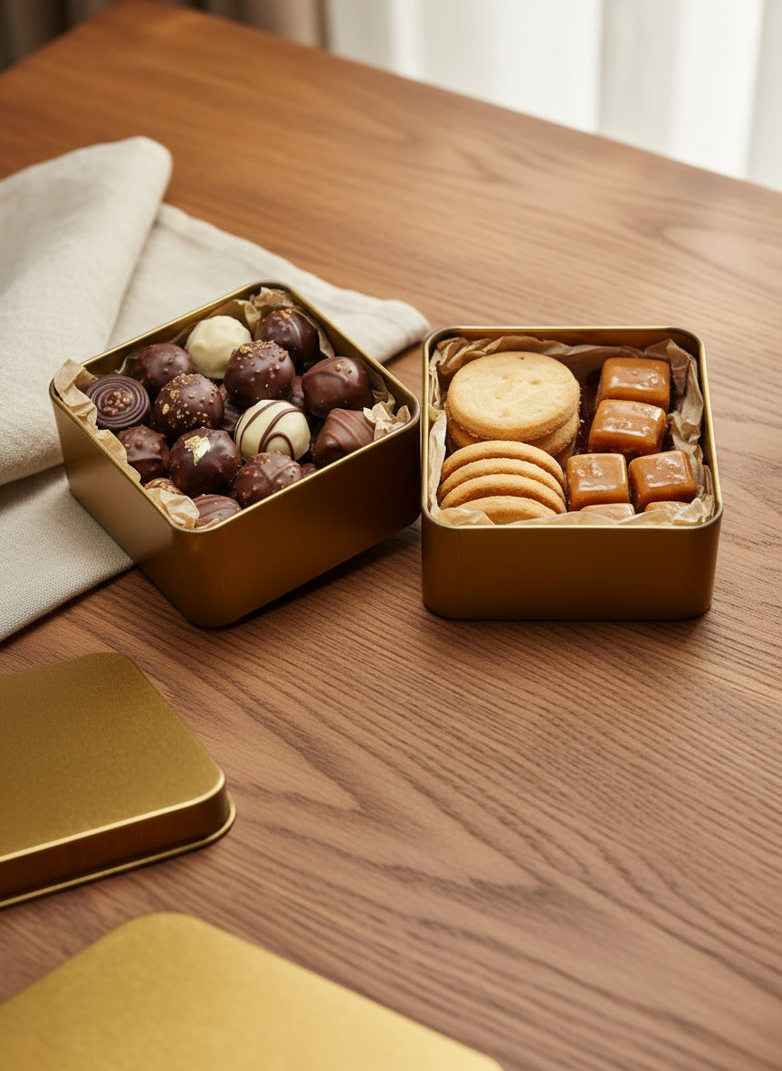 Gold-Colored Tin Boxes